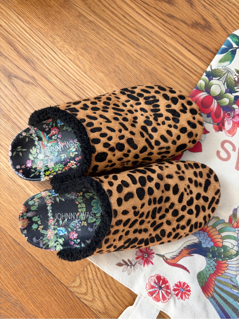 Johnny Was Cheetah Print Mules with Canvas Tote